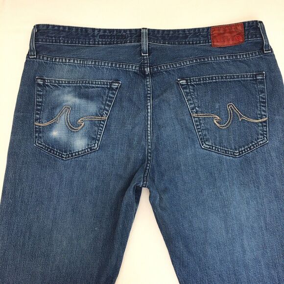 ADRIANO GOLDSCHMIED Protege Jeans Mens 38x28 Straight Distressed Denim Blue - Picture 7 of 12